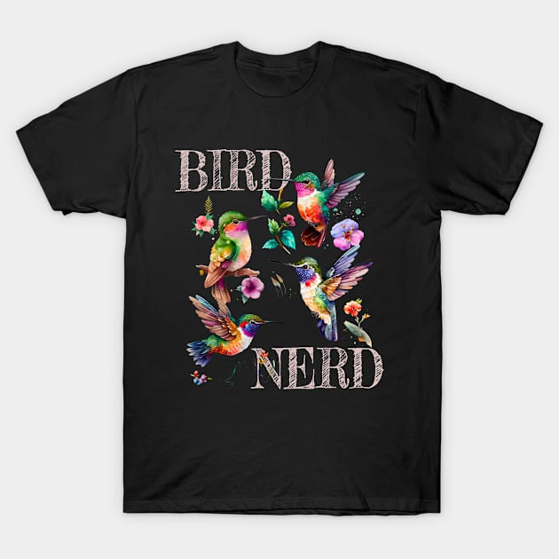 Hummingbird Nerd Shirt Cute Hummingbird Lover Water color T-Shirt by Jas-Kei Designs